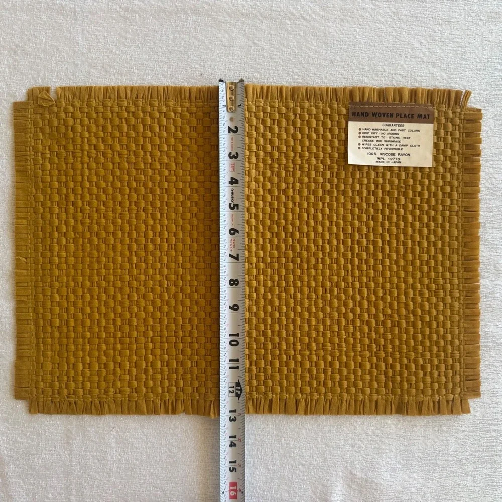 8pc‎ Vintage Japanese MCM Woven Placemats Napkins Set 4 Mustard Gold